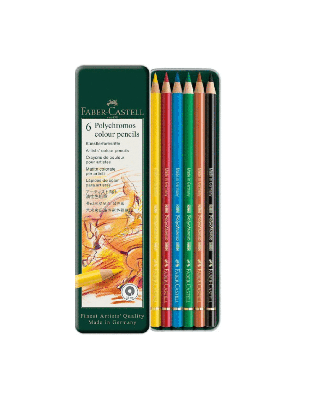 FABER CASTELL - Boîte de 6 crayons Polychromos