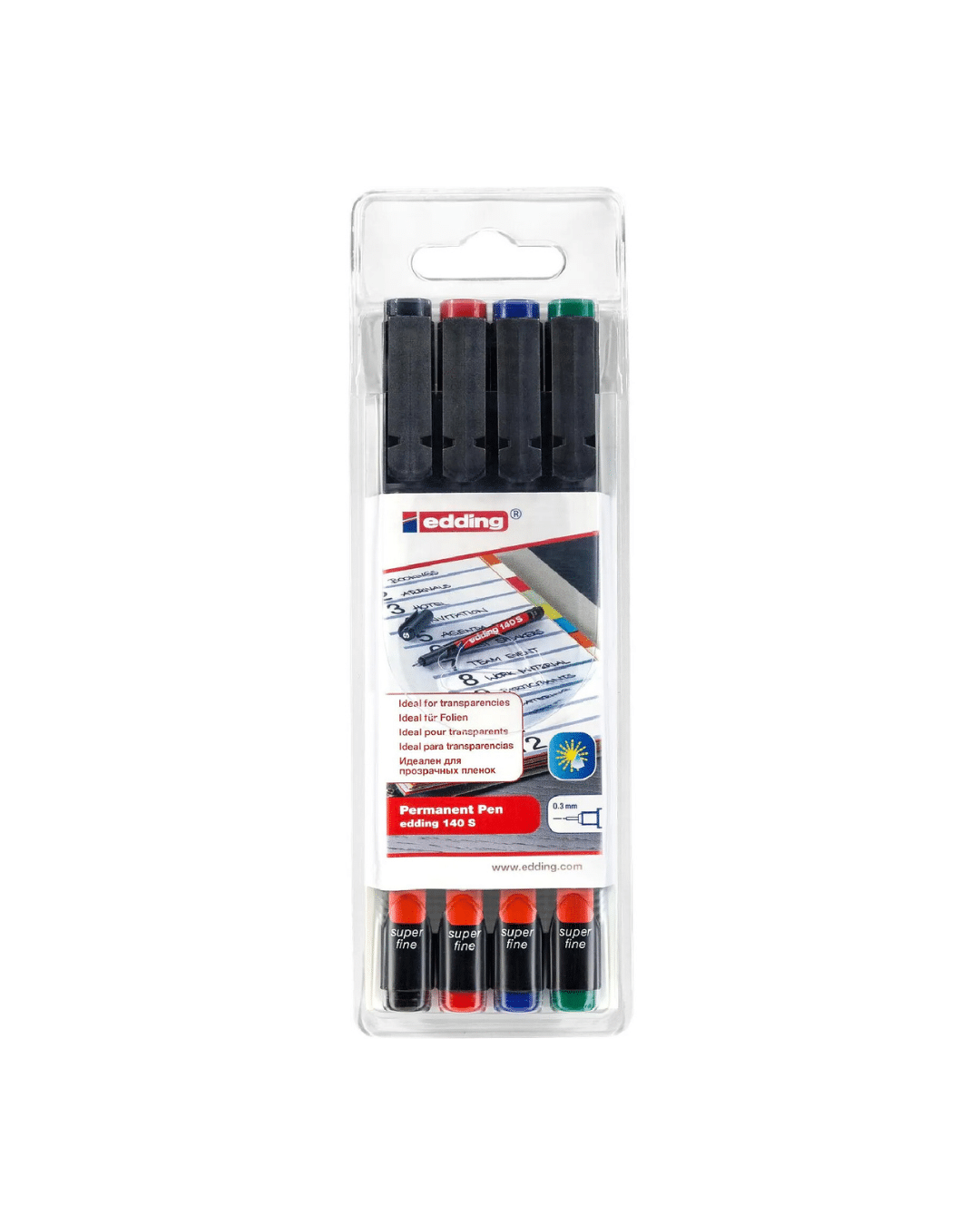EDDING-Pochette de 4 feutres 140S permanents 0.3mm - couleurs assorties