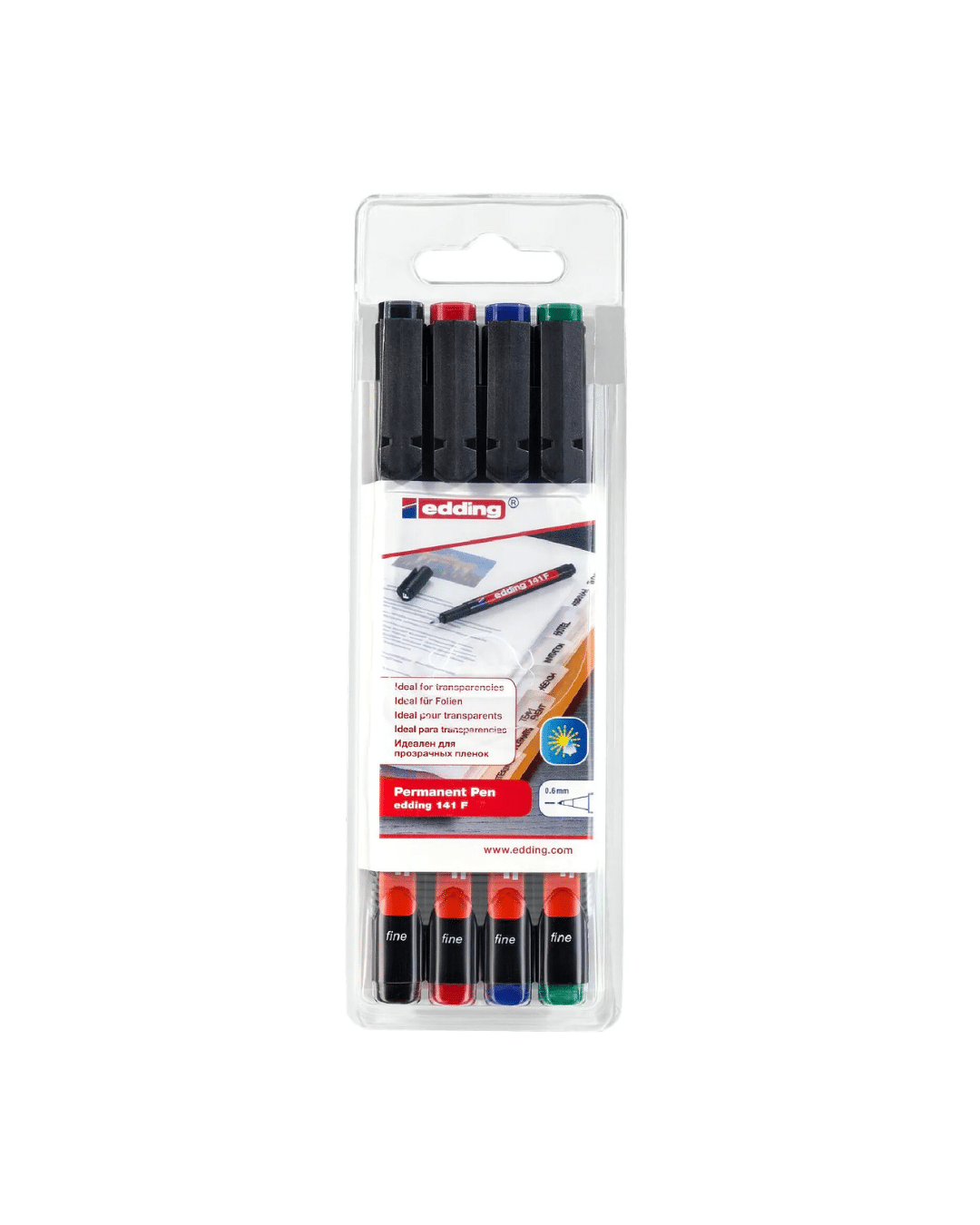 EDDING-Pochette de 4 feutres 141F permanents 0.6mm - couleurs assorties