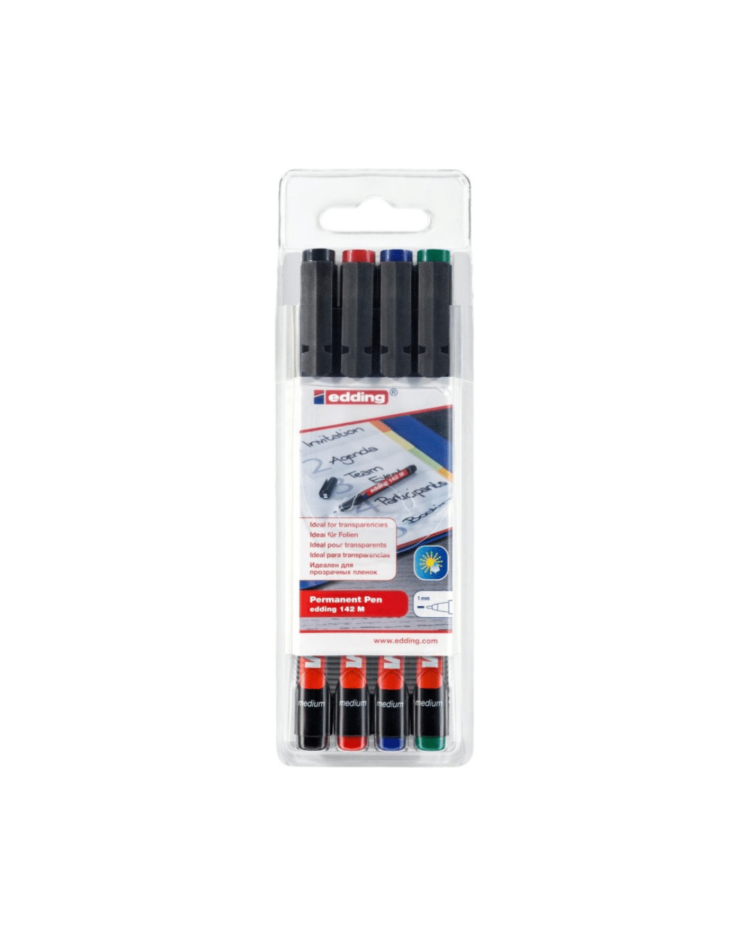 EDDING-Pochette de 4 feutres 142M permanents 1mm - couleurs assorties