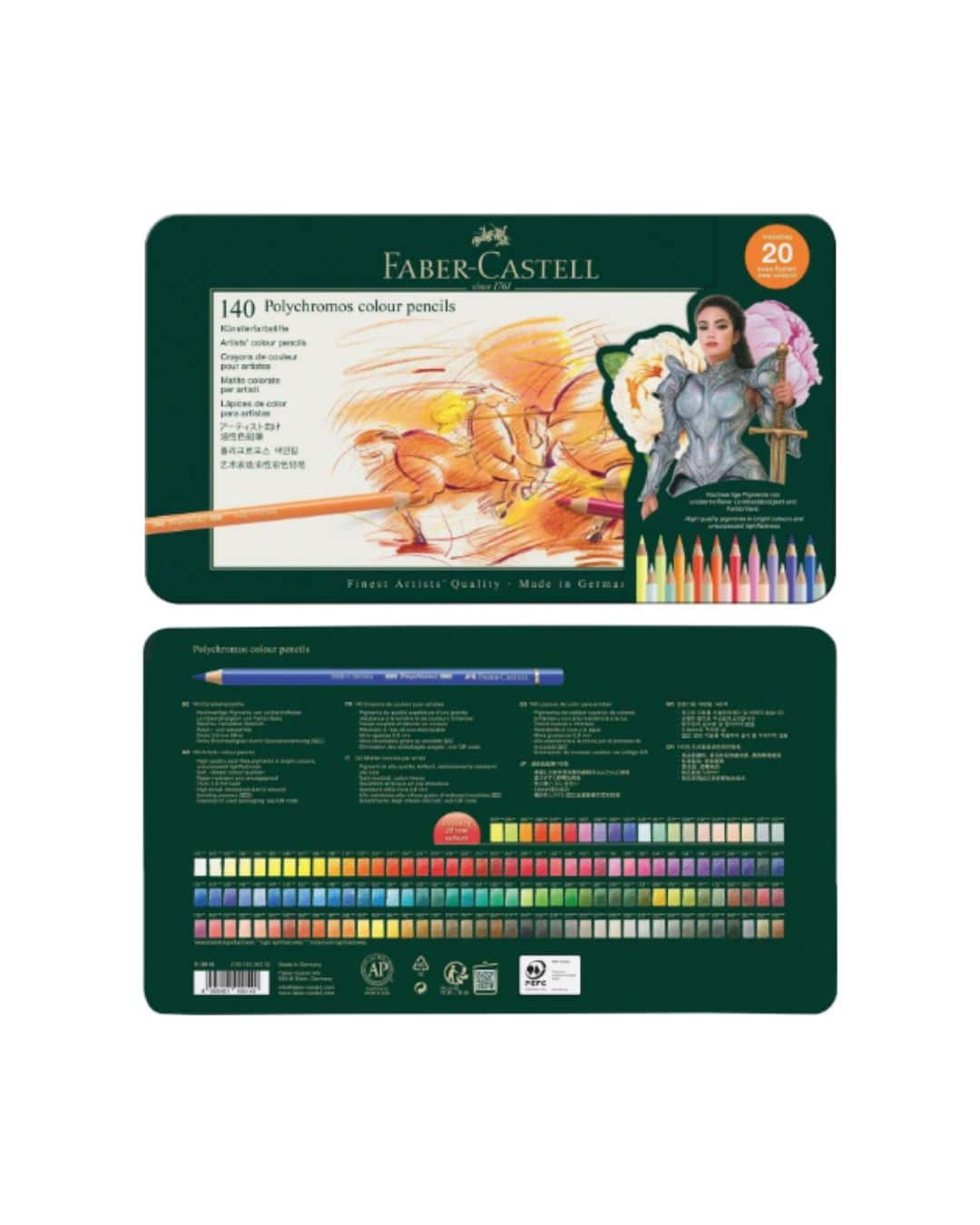 110014 FABER CASTELL Boite métal 140 crayons Polychromos